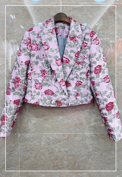 [수입] 핑크색 플레임 꽃쟈카드 자켓