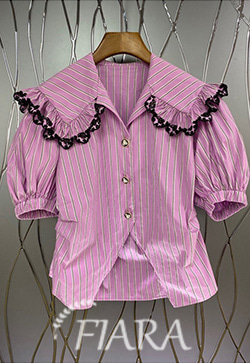 (수입) 핑크로 스트라이프 셔츠