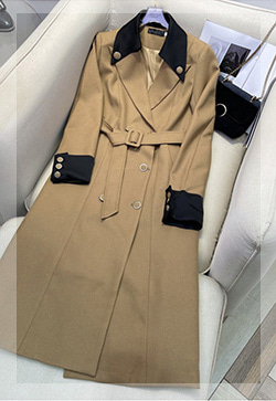 (수입) 블록배색 벨트 코트